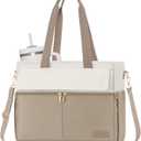 LOVEVOOK Laptop Bag for Women 15.6 Inch Canvas Laptop Large Capacity Work Bags Mutiple Pockets Teacher Bag Water Resistant Computer Bags for Business Travel Nurse, Khaki