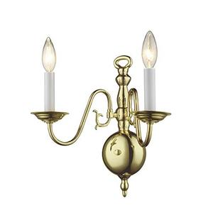 Livex Lighting 5002-02 Williamsburgh 2 Light Polished Brass Wall Sconce