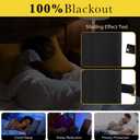 NICETOWN Black 100% Blackout Linen French Front Door Curtain for Window, 26"W x 69"L