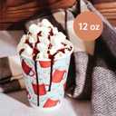Upper Midland Products [100 Sets] 12 oz Double Wall Insulated Disposable Hot Chocolate Cups and Lids - Recyclable To Go Hot Cocoa Christmas Cups