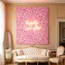 Artificial Pink Flower Wall Backdrop: 8PCS 23.6 x 15.7inch Hydrangea Floral Wall Panels for Wedding Birthday Party Baby Bridal Shower - 3D Silk Roll Up Flower Wall for Home Bedroom Photo Decor