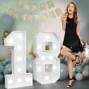 Marquee Numbers Large 18th-Birthday Decorations: 3ft Light Up Number 18 Birthday Decoration for Boy Girl 18 Year Old Teen Birthday Party Decor Backdrop Anniversary Cardboard Big Mosaic Number 18 (White)