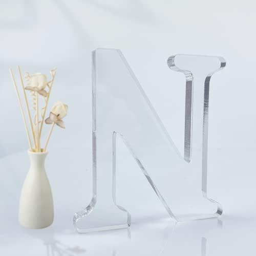 WOODOUNAI 4 Inch Designable Acrylic Letters Unfinished Acrylic Letters for Wall Decor Decorative Standing Letters Slices Sign Board Decoration for Craft Home Party Projects (N)