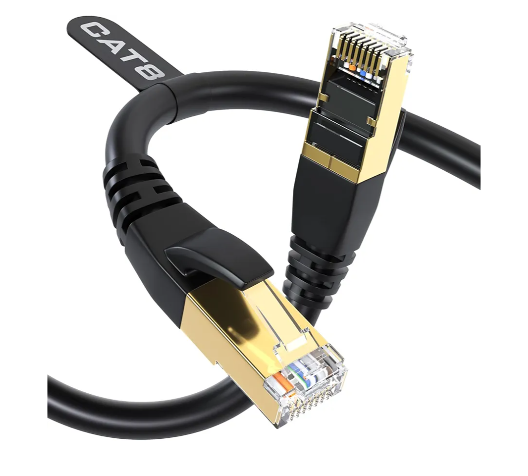 DbillionDa Cat 8 Ethernet Cable 40Gbps 2000MHz, 6FT Heavy-Duty for Indoor/Outdoor Use, High-Speed Wired Internet Cable, Gold-Plated RJ45, Weatherproof & UV Resistant for Gaming, PC, Router, Modem