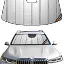 Pigenius Windshield Sun Shade for BMW X5 (G05) 2019-2023 & BMW X7 (G07) 2019-2022, Fits xDrive40i M50i X5M Alpina XB7, Metallic Silver Finish