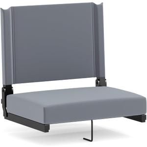Flash Furniture Grandstand Portable Stadium Seat for Bleachers or Benches, Folding Padded Stadium Chair with Carrying Handle, 500 lb. Weight Capacity, Gray (Set of 1, Grey)