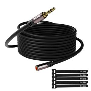 3.5mm Extension Cable 35 Feet, Long Male to Female Auxiliary Audio Stereo Cable, Headphone Extension Cord, Hi-Fi Sound, Gold Plated Connectors, OFC Core, Black (with 5 pcs Cable Ties)