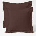 2 Pack Euro Pillow Shams 24x24  600 Thread Count 100% Organic Cotton Brown Square Pillow Covers with 2 Inch Flange, Soft & Smooth Premium Hotel-Quality Pillowcases Set of 2