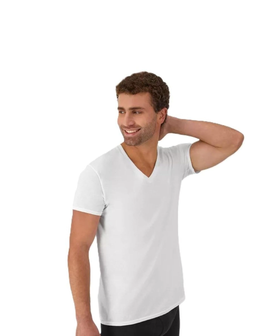 Hanes Men's 6-Pack ComfortSoft V-Neck Tee large