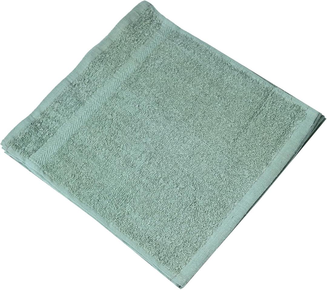Textile Face Towel Set, 12x12 Inch, 100% Soft Cotton, 16 Single Ring Spun Washcloths, Absorbent & Durable Face Towel for Household, Spa, Gym and Hotels - 23 Pack (Oil Green)