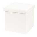 B FSOBEIIALEO Small Storage Ottoman Cube Sherpa Ottomans Foot Rest, Foldable Boucle Ottoman, Faux Teddy Fur, White 15"x15"x15"