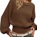 Saodimallsu Womens Batwing Long Sleeve Sweaters Casual Crewneck Loose Chunky Knit Fall Pullover Tops