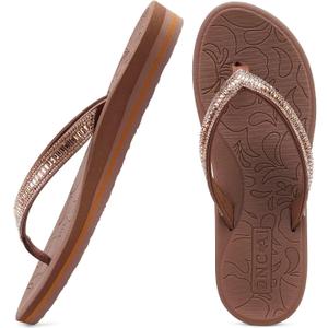 ONCAI Women's Flip Flops with Rhinestone, Arch Support Yoga Mat Comfort Walking Summer Beach Thong Sandals with Plantar Fasciitis Rubber Soles US Size 5-11