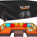 Enzeno Patio Furniture Set Cover, Outdoor Sectional Sofa Couch Set Covers Waterproof, Garden Dining Table Chair Set Cover Outside Rectangular Heavy Duty Weatherproof 120" L x 90" W x 35" H Black