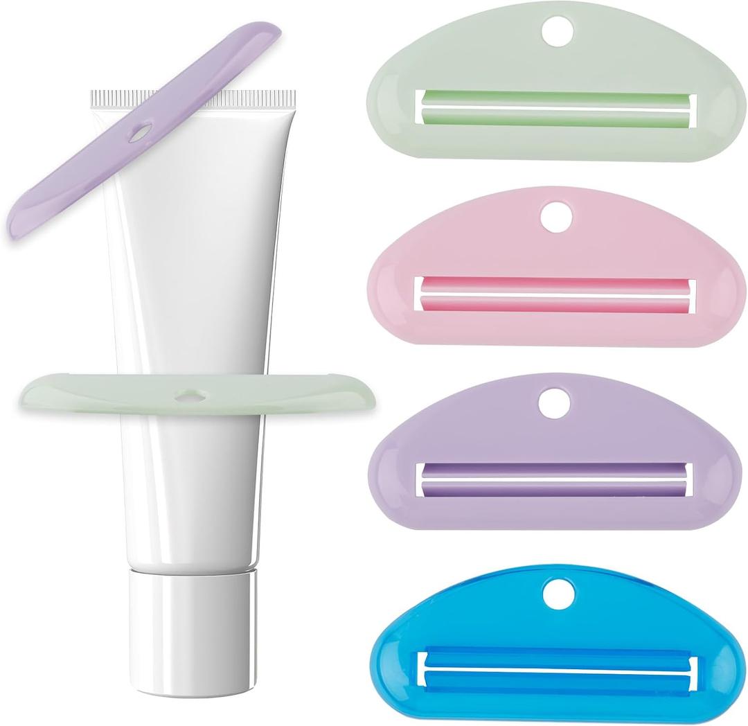 8pcs Toothpaste Squeezer, Plastic Toothpaste Tube Roller Squeezer Assorted Colors Tooth Paste Clip Holder Tool for Bathroom Home Use (Color 2)