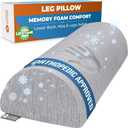 5 STARS UNITED Knee Pillow for Back Sleeping  Cooling Cover - Memory Foam Cushion for Sciatica Pain Relief  Under Leg Support for Sleeping on Back  Half Moon Bolster for Bed, Arctic Gray (Standard)