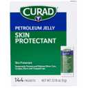 CURAD Petroleum Jelly Skin Protectant, Healing Ointment for Dry Cracked Skin, 144 Count Packets, EXP: 09/2028