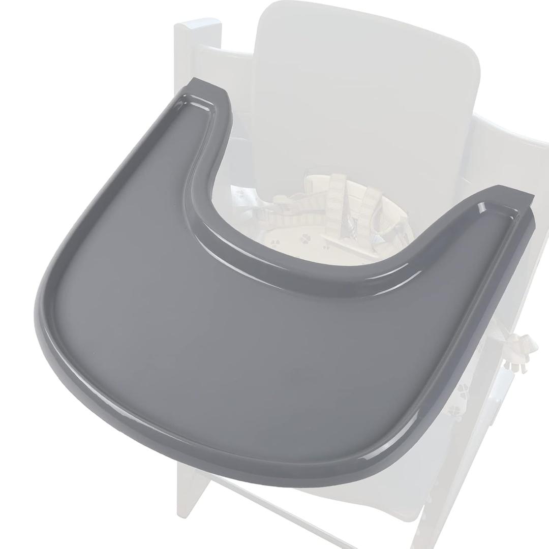 Baby High Chair Tray Compatible with Stokke Tripp Trapp Chair with Smooth Surface and Strong Suction Power - Made with Food-Safe Plastic (BPA BPS BPF Lead and Phthalate Free) - Grey