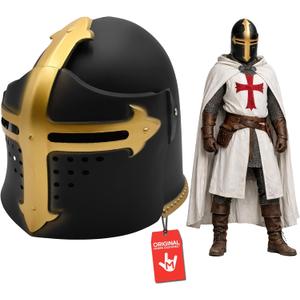 Nicky Bigs Novelties Morph Templar Knight Helmet Adults Medieval Crusader Costume Flip-Up Face Mask Halloween Cosplay, One Size