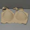 COCOMARTS Jelly Bras for Women No Underwire Scalloped Push Up Wireless Bralettes Seamless Soft Comfort Everyday Tshirt Bra Semolina, Large