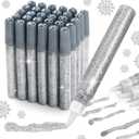 Cholemy 30 Pcs Glitter Glue Pens Glitter Stick Set for Crafts Washable Markers Painting Pens for DIY Arts Projects Scrapbooking Holiday Greeting Card Decorating Supplies (Sliver)