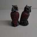 Hausse 2 Pack Fake Owl Decoys to Scare Birds Away, Rotating Head Plastic Owl Bird Deterrents, 10.6 Inch Height Bird Scarecrow Nature Enemy Horned Pest Repellent for Outdoor Garden Yard (Black)