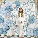 Blue and White Balloon Garland Arch Kit, 146Pcs Dusty Macaron Blue White Long Balloons Different Size for Coquette Birthday Gender Reveal Baby Shower Boy Wedding Bridal Shower Sports Party Decorations