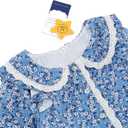 Aoiviss Girls Pioneer Costume Floral Colonial Prairie Dress for Little Kids with Apron and Bonnet (Blue), Size 5
