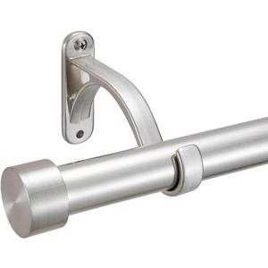 1-Inch Diameter Curtain Rod, Adjustable Rod Set with Premium Aluminum Brackets and Finials, Single Heavy-Duty Curtain Rods for Windows (Satin Nickel, 72-144")