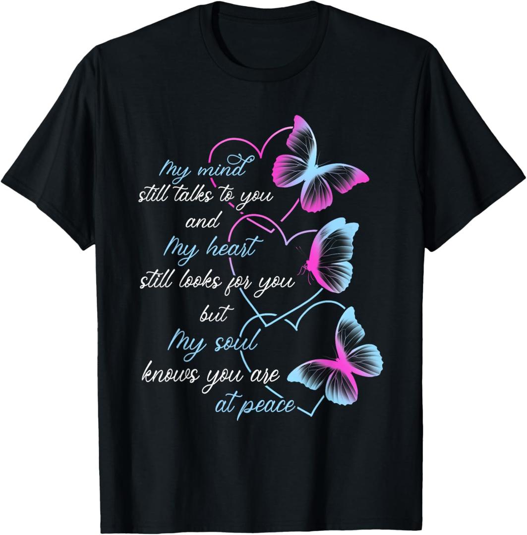 Memorial For Women Men Butterflies Mom Dad Husband Wife T-Shirt, XL 