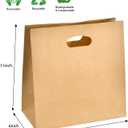 COGLARING 100Pcs 11x6x11 Brown Kraft Paper Bags with Handles, Die Cut Tote Bulk for Retail Shopping Takeout Bakery Gift Bags