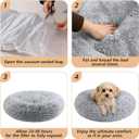JOLLYVOGUE Calming Dog Bed Medium Size Dog, Anti-Anxiety Donut Medium Pet Bed, 27 inches Fluffy Faux Fur Round Cat Bed (Smoke Grey)