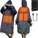 Wearable Heated Blanket Hoodie with 16000 mAh Battery,Cordless Heating Throw,Electric Shawl Robe with Sleeves,Gift for Family