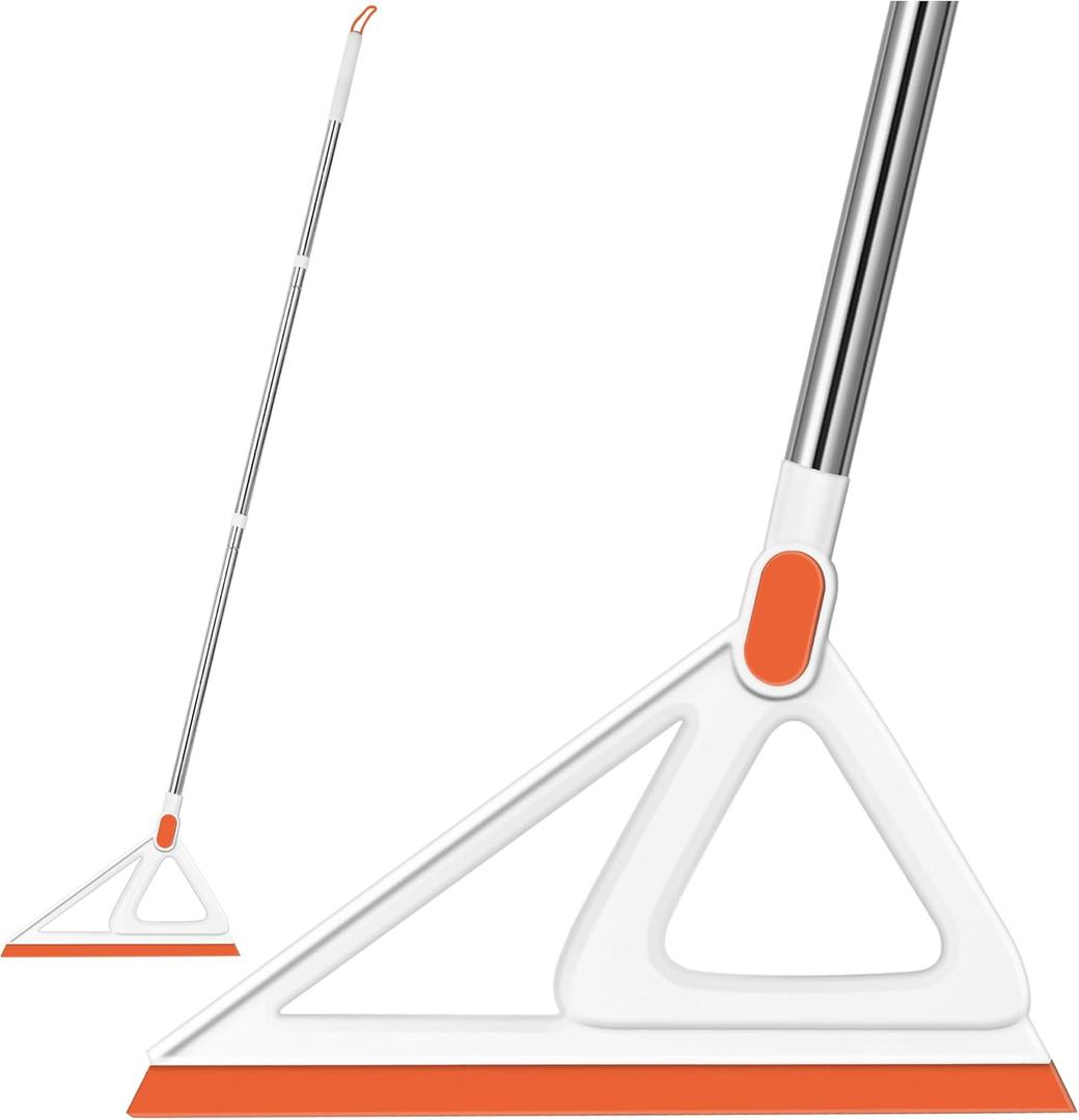 Multifunction Magic Broom, Silicone Squeegee Broom for Floor, Rubber Broom Sweeper for Living Room, Kitchen, Bathroom-Easy Dry The Glass (Orange, 54 INCH)
