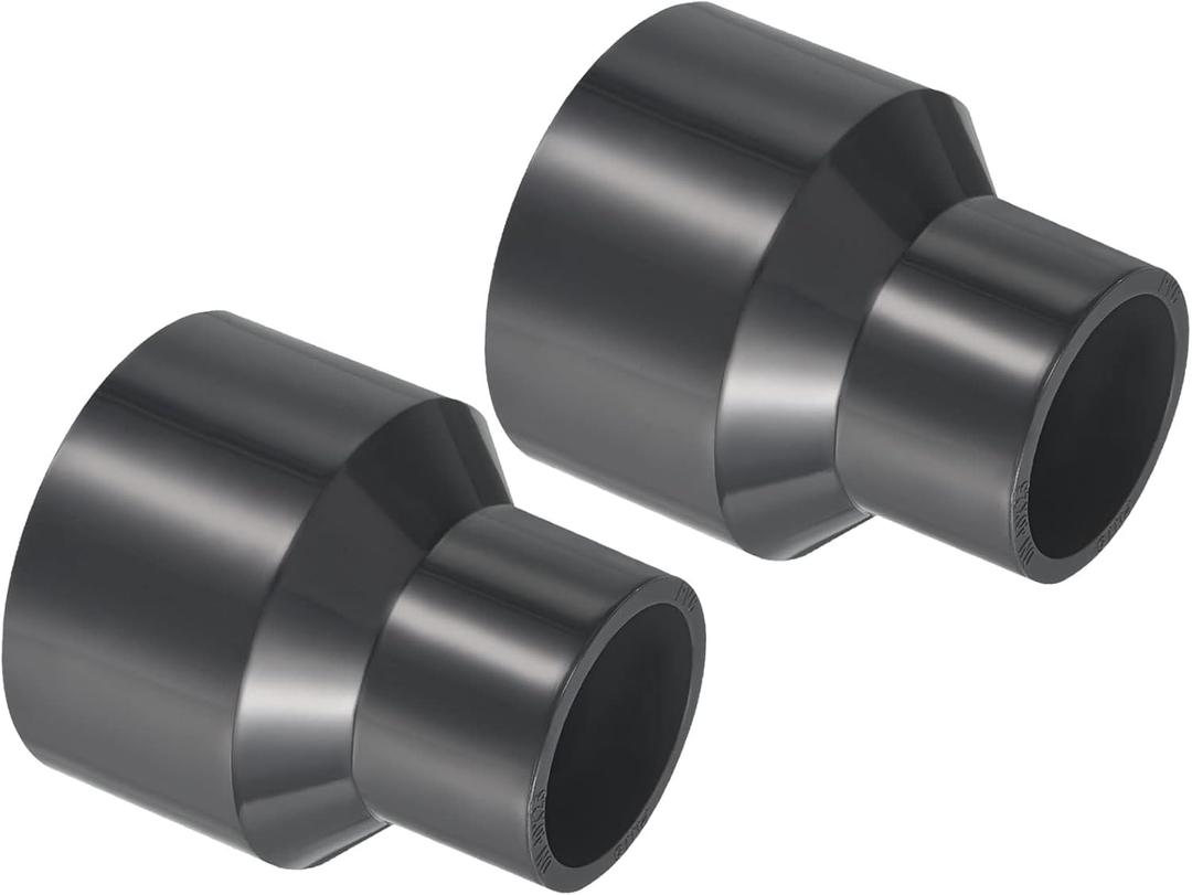 PATIKIL PVC Reducer Pipe Fitting 2x1.3 Inch Socket, Straight Coupling Adapter Connector, Grey