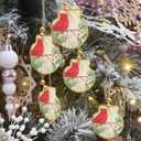Gilprop 12 Pcs Cardinal Christmas Tree Ornaments Hanging 4''-5'' Clam Scallop Shells with 24 Pcs Red Cardinal Decoupage Paper and Ropes for DIY Xmas Tree Gifts Holiday Decor Home