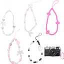 5PCS Camera Wrist Strap, Y2K Phone Charm Wrist Strap, Beautiful Phone Keychain, Universal, Suitable for Women's Mobile Phone keychain Charms