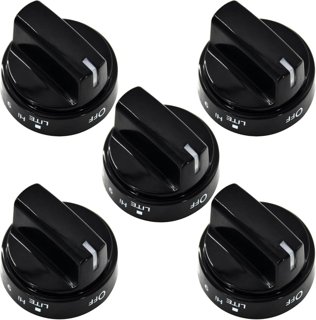 WB03X24759 Range Surface Burner Knob Gas Control Assembly Black Compatible with GE Stove Knob Replace 4454960, AP6030811, PS11762250, EAP11762250 (5PCS)