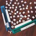 ZGME American Mahjong Set, 166 White Tiles with Printed Rectangular Bag and Accessories, 4 All-in-One Mahjong Racks with Pushers,Complete Western Mahjong Set