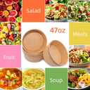 Disposable Round Paper Bowls with Lid 47oz Compostable, 50 Sets Microwave Deli Containers Leakproof, Extra Large Meal Prep Food Container Box, Sturdy Salad Dressing Bowl for Soup Toppings Picnic