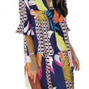 QACOHU Summer Dresses for Women V Neck Ruffle Short Sleeve Casual Shift Dress, XL
