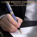 Personalized Pen | Fancy Writing Pen with Black Lacquer & Real Gold Plating | Executive Office Pen, Premium Gift Set for Men & Women | Nice Pens for Writing & Professional Use (Blue)