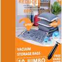Vacuum Storage Bags (10 x Jumbo), Space Saver Sealer Compression Bags with Travel Hand Pump for Blankets, Comforters, Pillows, Clothes Storage
