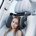 1pcs Car Headrest Pillow 2026 Upgrade 360 Rotating Travel Headrest, 3-Point Linkage Adjustable, Thickened Breathable Memory Foam Headrest, Travel Car Sleeping Pillow for Kids Adults Accessories (Black)