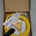 12FT 12 Gauge Heavy Duty Outdoor Extension Cord Waterproof with 3 Outlets Splitter & Lighted End, SJTW 15A 1875W 3 Prong Weatherproof Electric Cable Multi-Plug 3 way Power Cord, ETL Listed for Outside