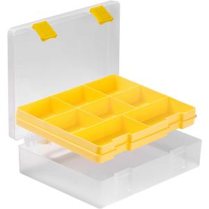 OffiXymeric Plastic Storage Bin with Clear Lid and Removable Tray, Perfect for Craft Supplies, Art Tools,Beads, Stackable Organizer with Portable Handle, Durable Design for Home or Office UseYellow