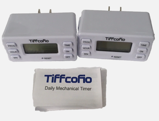 TiFFCOFiO Indoor 15A/1875W Digital Light Programmable Outlet Timer 2 Prong Plug