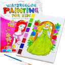 YXOTJHS Watercolor Coloring Book, Paint with Water Books for Kids - Mess Free Coloring for Toddlers, Magic Paint Set - Arts and Crafts for Girls Ages 4-8 - Travel, Stocking Stuffers (Princesses)