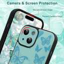 for iPhone 15 Case with Finger Strap Holder, Cute Cool Butterfly Print Pattern Design for Women Men, Shockproof Anti Scratch Hand Kickstand Protective Cover, Green
