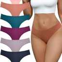 RoyalBelle 6 Pack Women's Thongs - Breathable Soft Stretch Underwear Seamless Comfort Panties S- (US, Alpha, Large, Regular, Regular, 6 Pack multicoioured B)